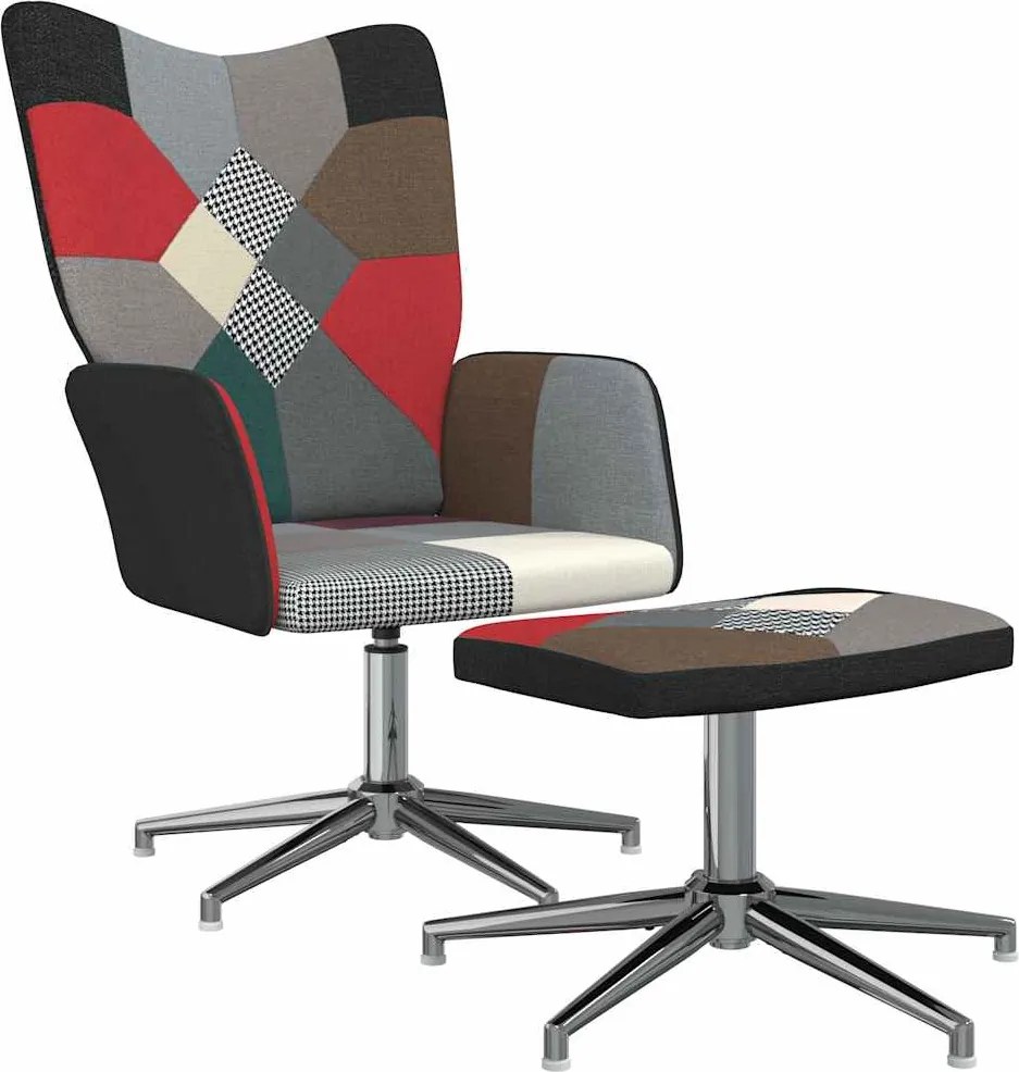 328202 vidaXL Релаксиращ стол с табуретка, пачуърк, плат