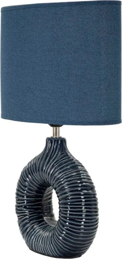Синя керамична настолна лампа с текстилен абажур (височина 43 cm) Seta – Mauro Ferretti