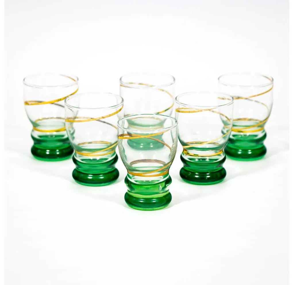 К-кт 6бр. чаши за шотове прозрачен/зелен