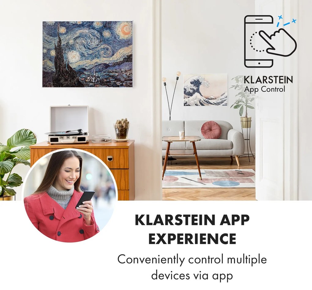 Klarstein Wonderwall Air Art Smart, инфрачервен нагревател, 80 х 60 см, 500 W, звезди