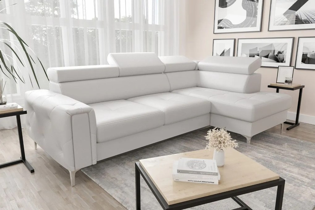 Ъглов диван Almeria Eco LTHR-Leuko-Десен