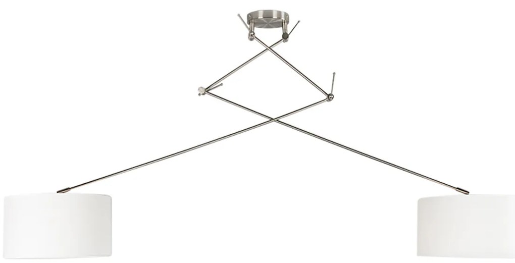 Интелигентна висяща лампа стомана с абажур 35 см бяла с 2 Wi-Fi A60 - Blitz