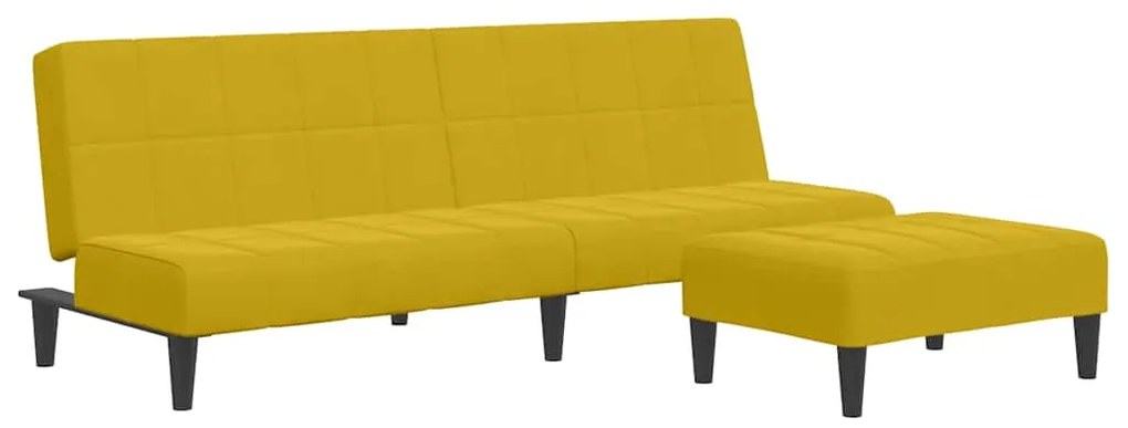 3258131 vidaXL 2-местно разтегателно канапе с табуретка, жълто, кадифе