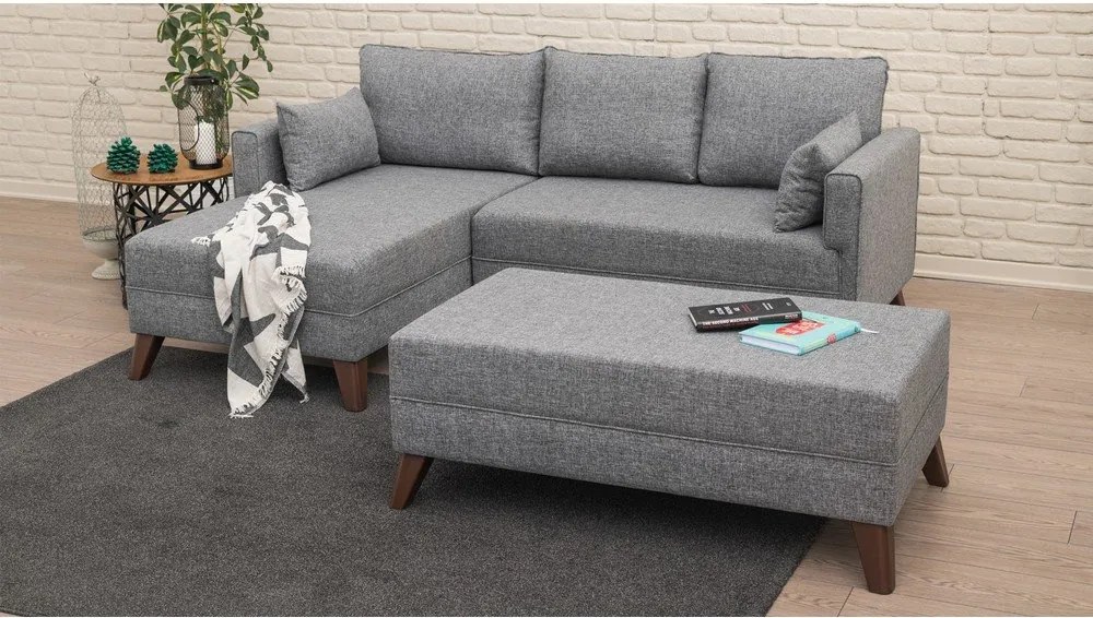 Сив ъглов разтегателен диван (ляв ъгъл) Bella – Balcab Home
