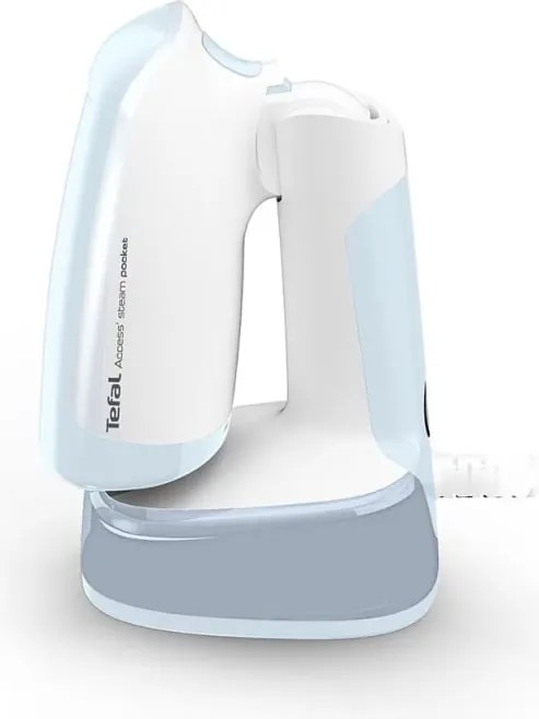 Уред за гладене с пара Tefal DT3041E1, 1300W, 0.12 л, 20 г/мин, Вертикално гладене, Керамична плоча, Сгъваем, Бял/син