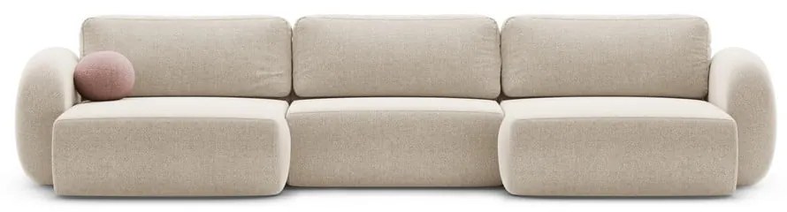 Бежов шенилов сгъваем/с място за съхранение ъглов диван (U форма) Tonale – Cosmopolitan Design
