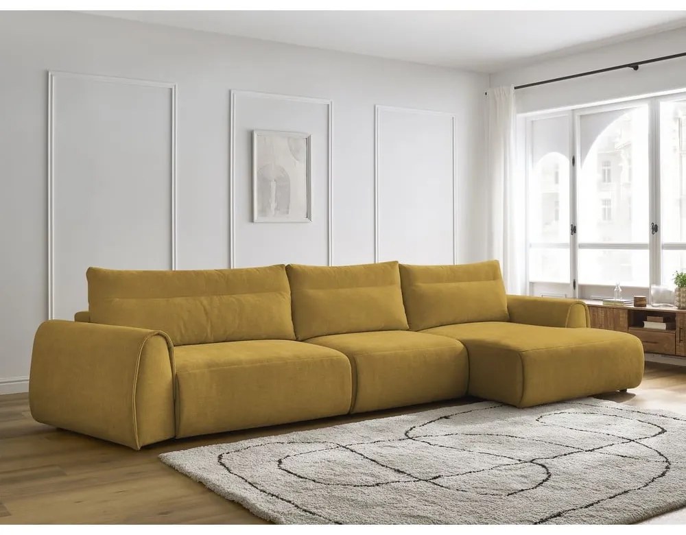 Ъглов диван в цвят жълта охра Aden – Bobochic Paris