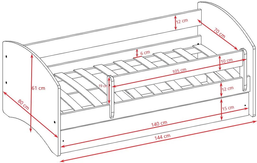 Παιδικό κρεβάτι Babydreams Cartoon-Roz-140 x 70-Elephant