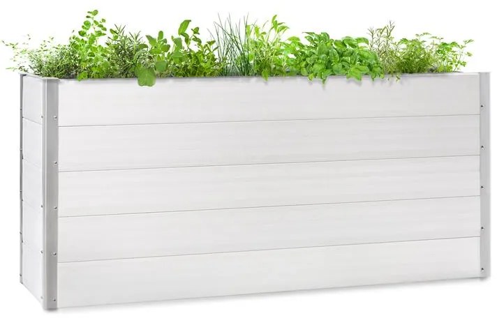 Blumfeldt Nova Grow, градинска леха, 195 x 91 x 50 см, WPC, дървен дизайн, бял