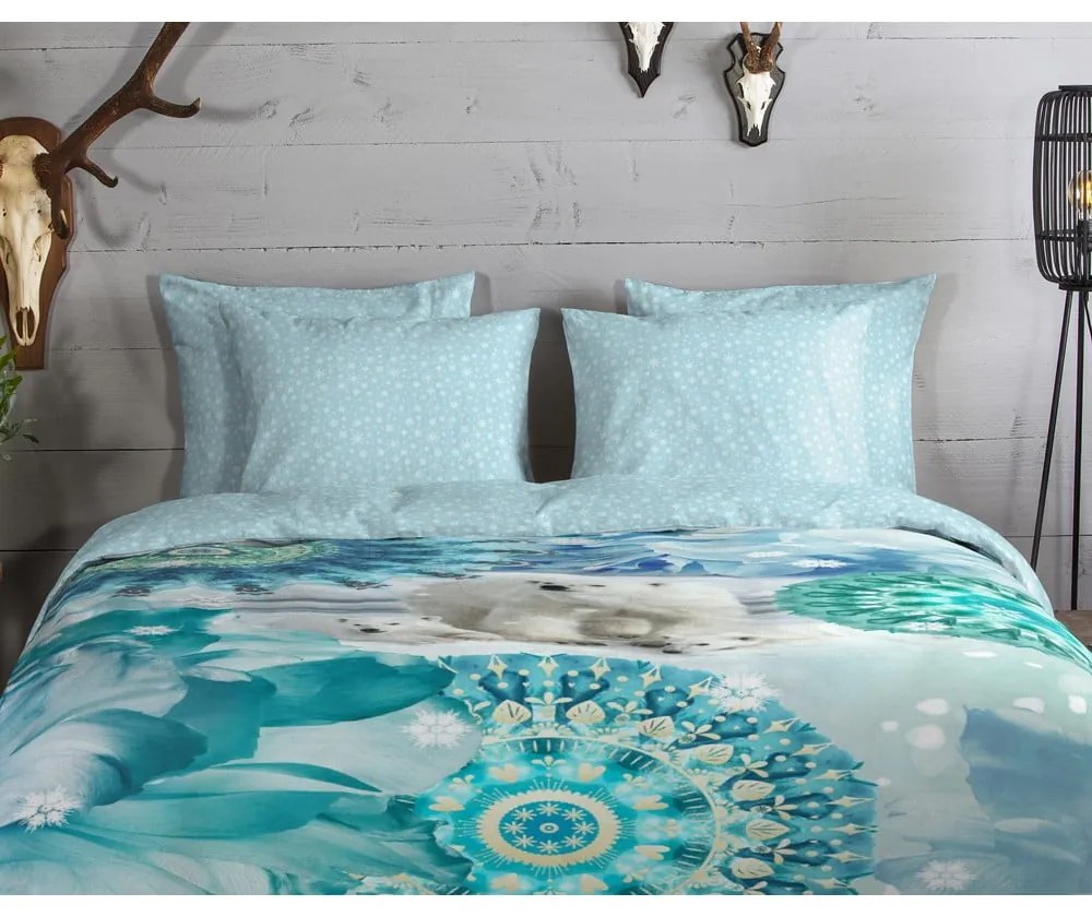 Синьо единично фланелено спално бельо 140x200 cm Seppo – HIP