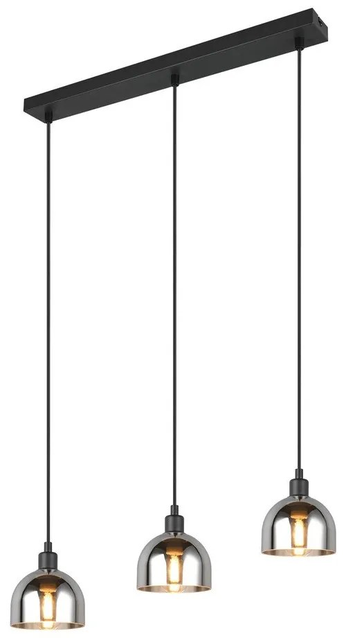 Черно-сребристо висящо осветително тяло със стъклен абажур Molly – Trio