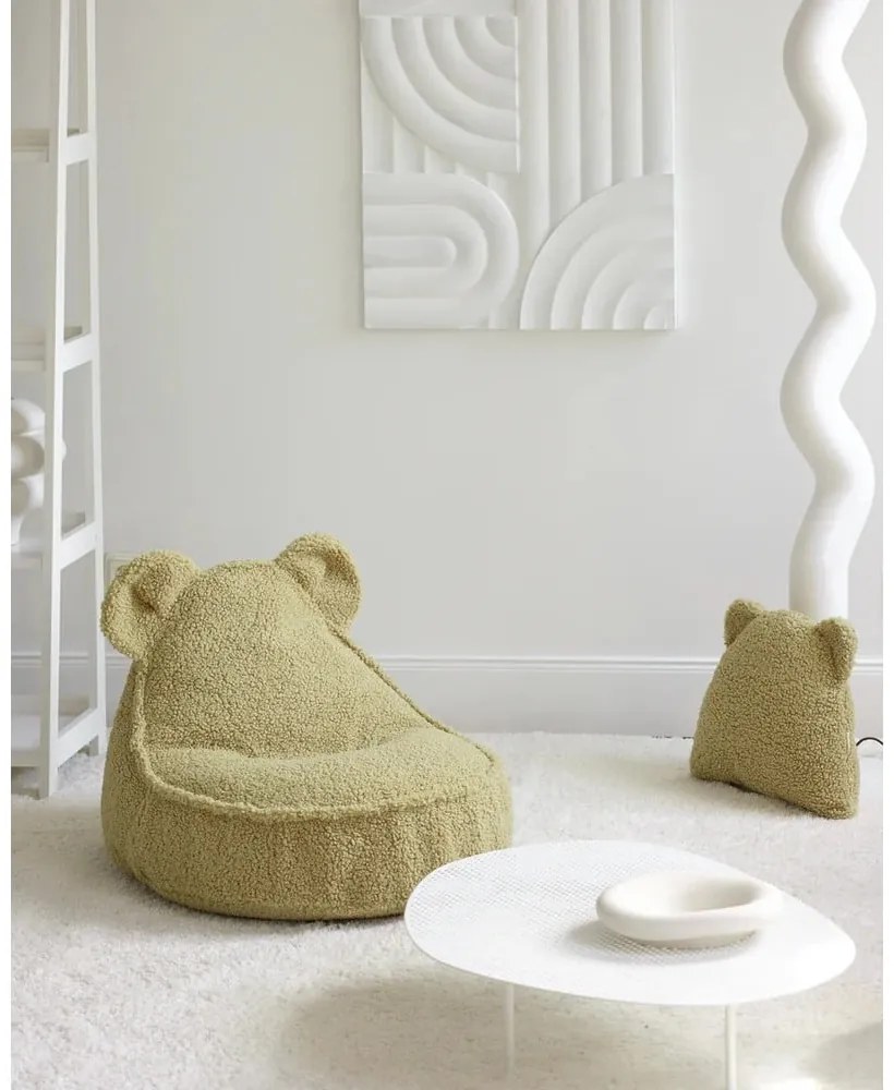 Зелена детска възглавница за диван от букле Bear – Wigiwama