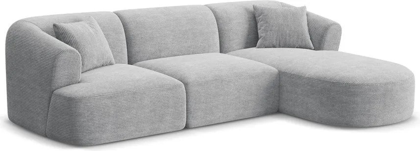 Светлосив ъглов диван от рипсено кадифе (десен ъгъл) Campi – Cosmopolitan Design