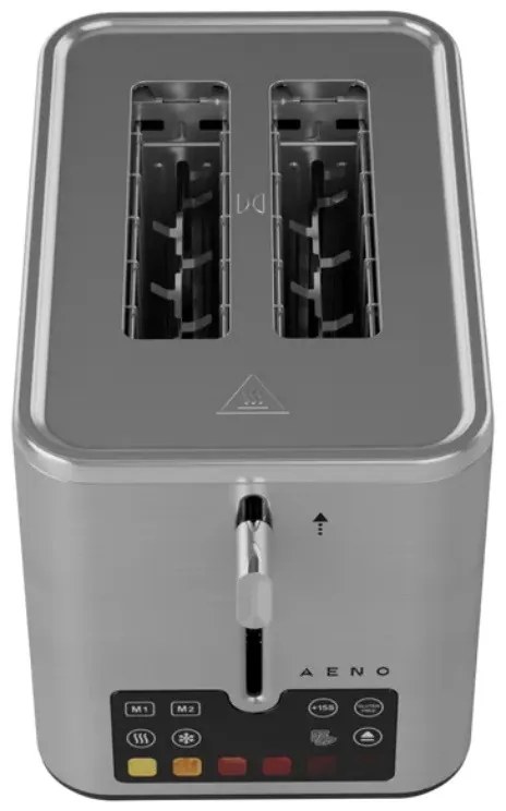 Тостер за хляб AENO ATS0004, 1600W, 2 филии, 6 степени, 3 функции, Подвижна тава за трохи, Инокс