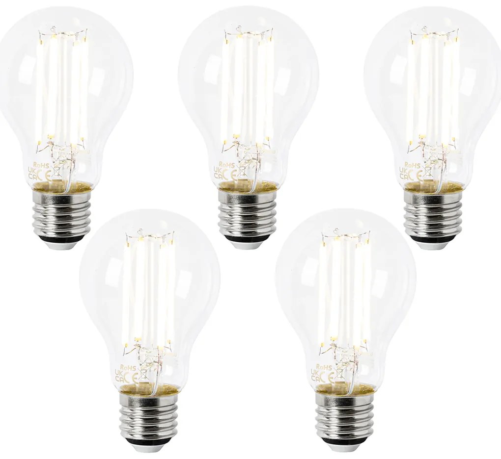 Комплект от 5 LED крушки E27 A60 Прозрачни 2.2W 470 lm 2700K