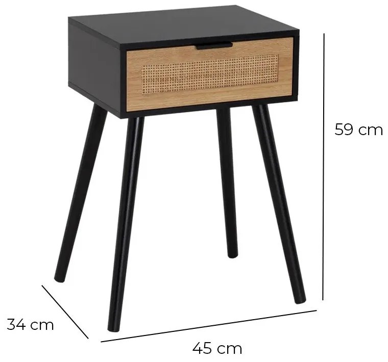 Черно нощно шкафче – Casa Selección