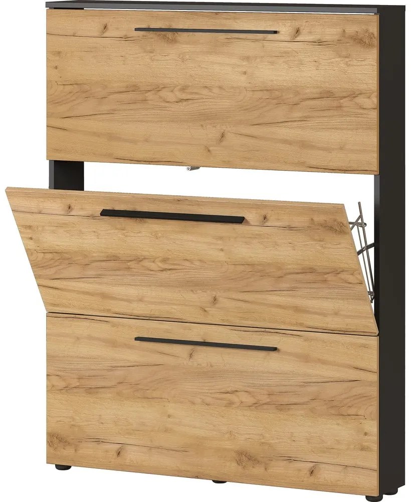 Тъмносив шкаф за обувки с панти в дъб Wildomar - Germania