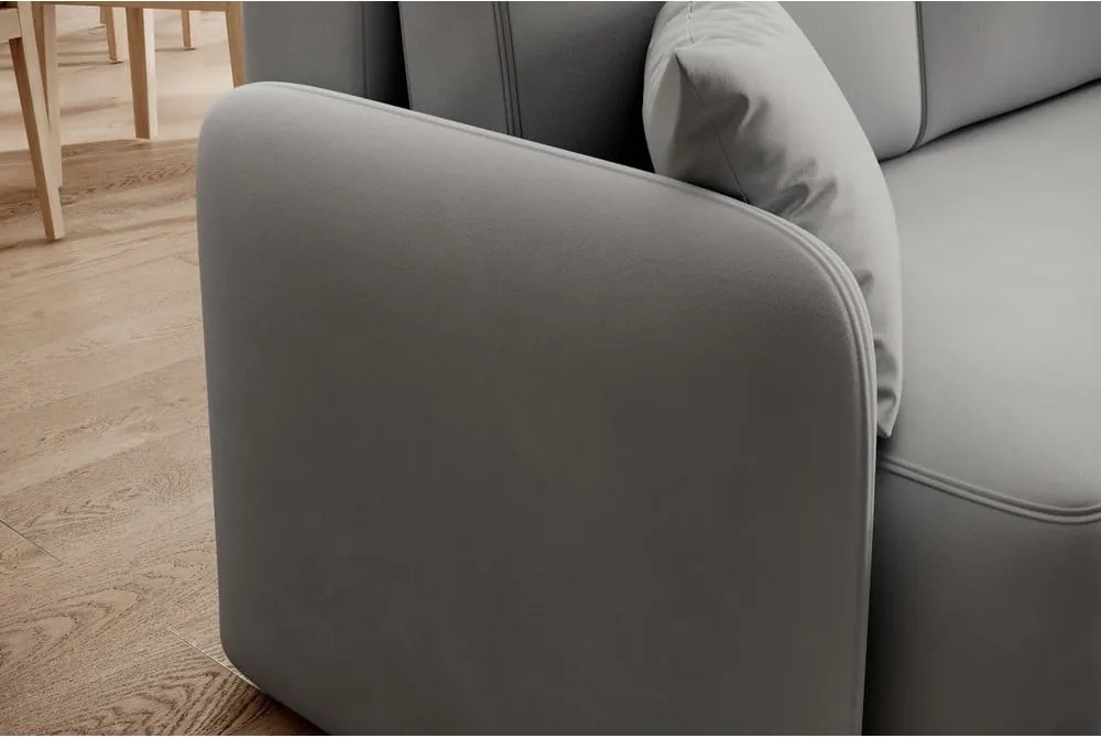 Светлосив кадифен разтегателен ъглов диван с място за съхранение (десен ъгъл) Hadson – ELTAP