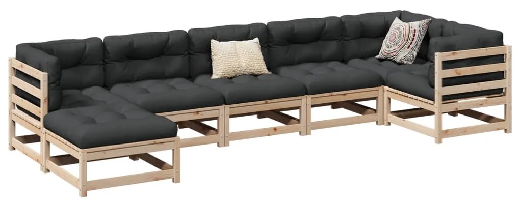 3299541 vidaXL Градински комплект диван от 7 части, масивно дърво бор