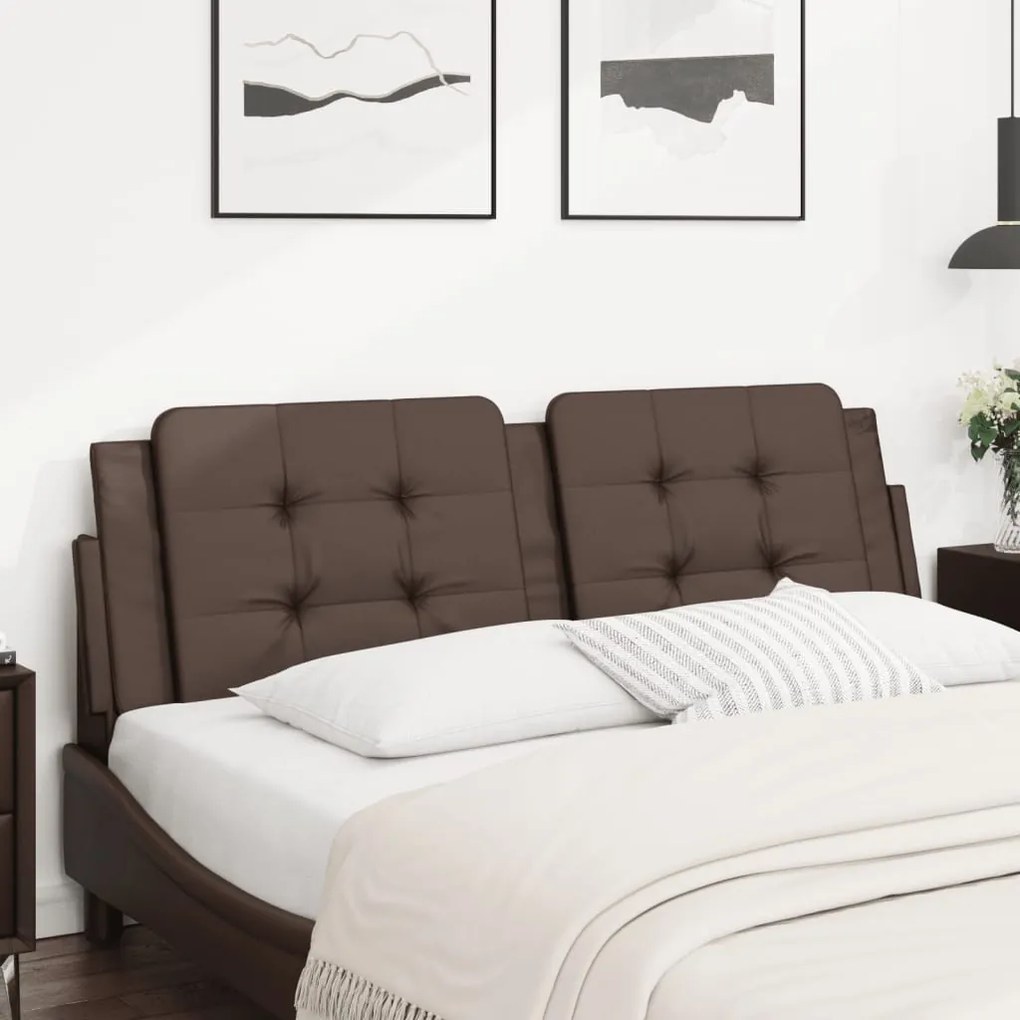 374868 vidaXL Мека табла за легло Zadar, кафява, 160 см, изкуствена кожа