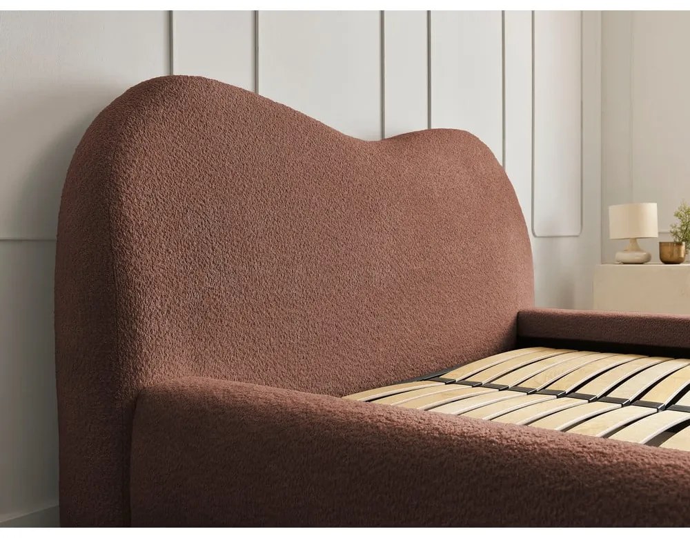 Оранжево тапицирано двойно легло с място за съхранение с включена подматрачна рамка 160x200 cm Orlane – Bobochic Paris