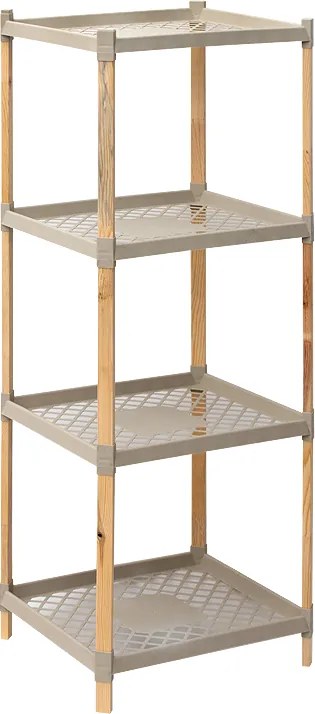 Дървена - пластмасова етажерка в естествен - бежов цвят 45x38x112см.