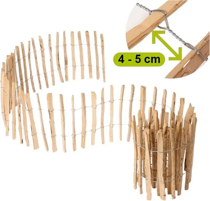 Градинска ограда от цепени лешникови пръчки, оплетени на тел 100 x 500 cm