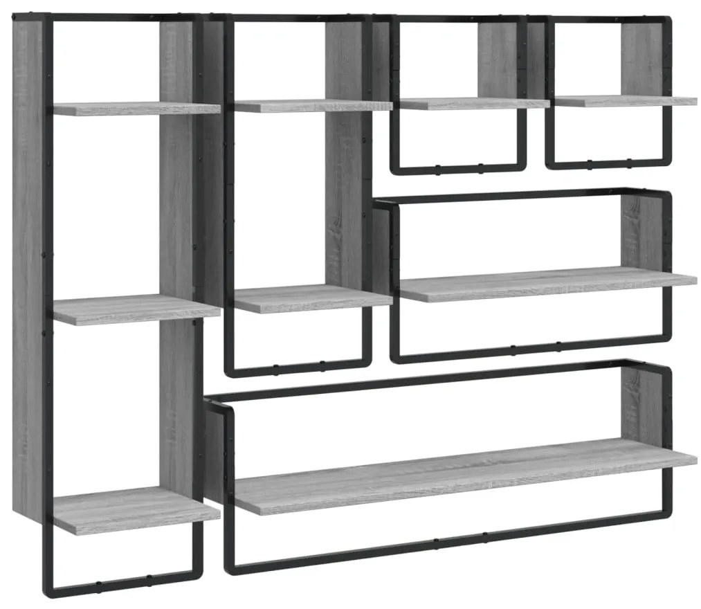 836316 vidaXL Комплект рафтове за стена 6 части сив сонома инженерно дърво