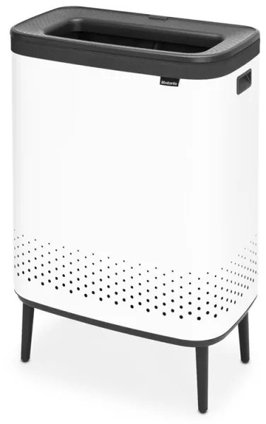 Кош за пране Brabantia Bo 1004176, 2x45 л, Пълнене без отваряне, Вентилационни отвори, Регулируеми крачета, Бял