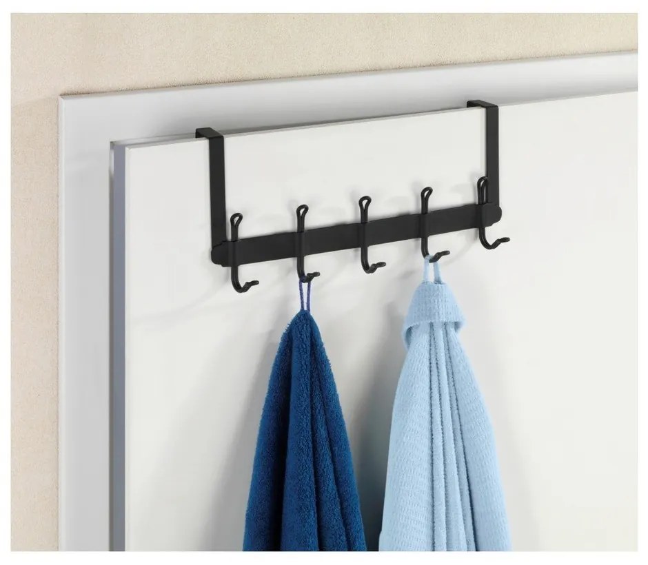 Черна закачалка за врата с 5 куки Nostalgia - Wenko