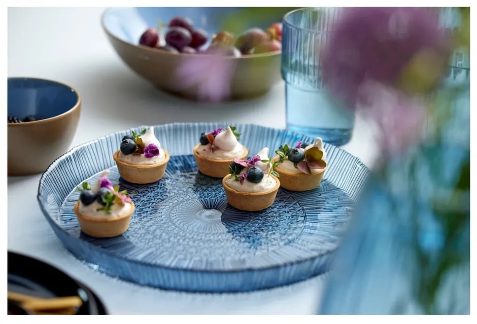 Синя стъклена чиния за сервиране ø 30 cm Kusintha - Bitz