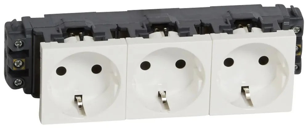 Legrand 278603L Троен контакт Mosaic, Schuko 3x2P+E, винтови клеми, white,  - 278603L