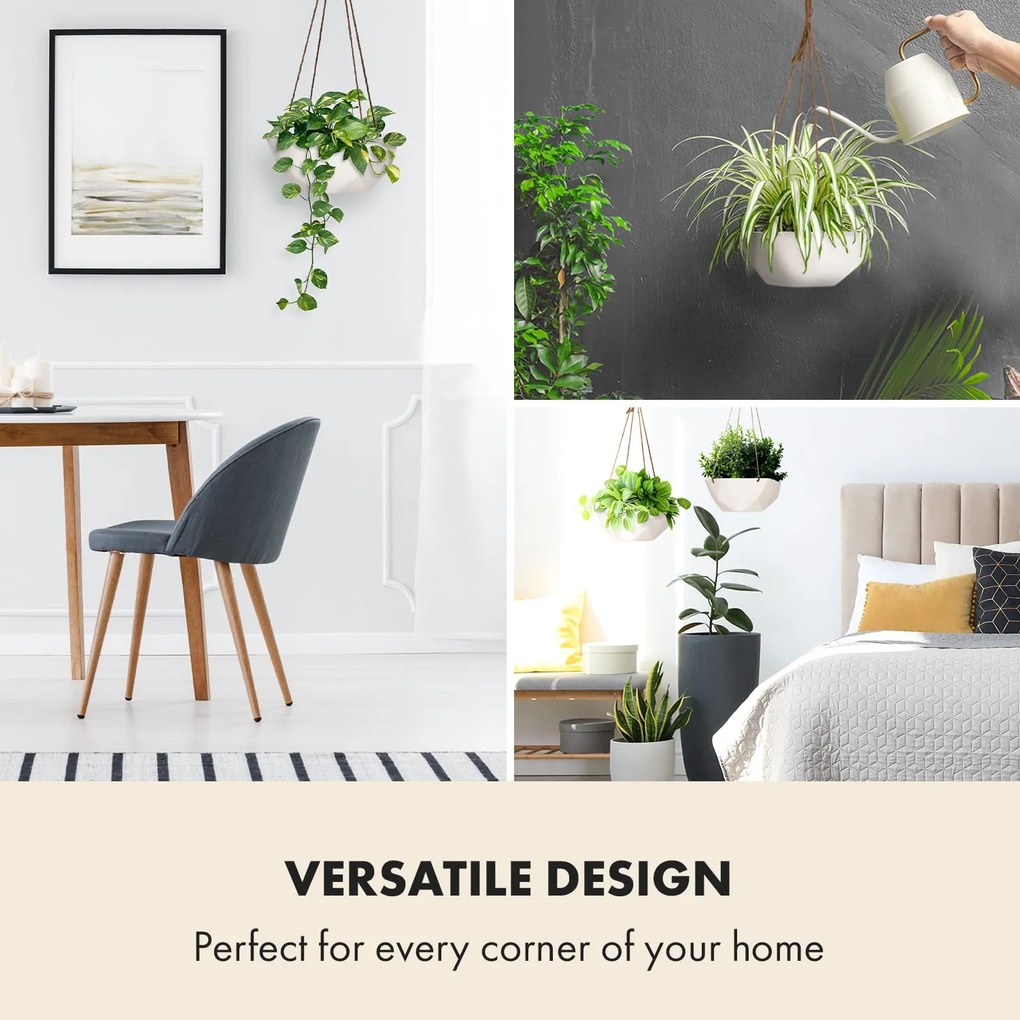 Blumfeldt Laren, саксия за окачване, Ø 28 см., полистоун, с природни въжета, комплект 2 броя