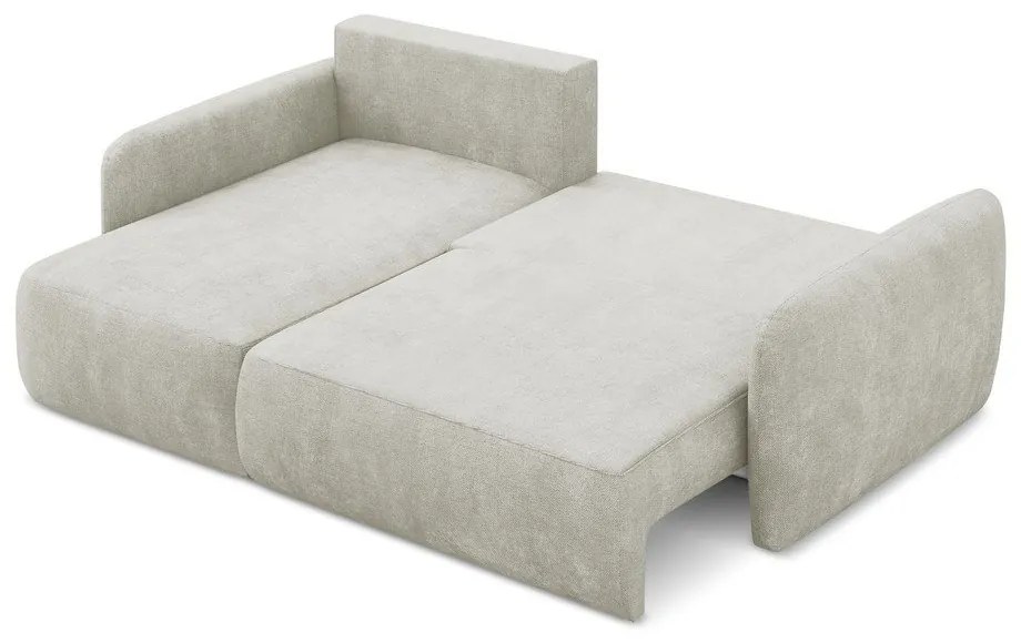 Кремав шенилов разтегателен ъглов диван с място за съхранение (ляв ъгъл) Lilo – Makamii