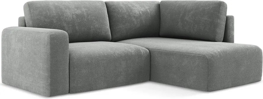 Сив шенилов сгъваем/с място за съхранение ъглов диван (десен ъгъл/L форма) Kona – Makamii