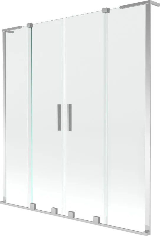 Mexen Velar L Duo двукрилен подвижен параван за вана 160 x 150 см, прозрачен, хром - 896-160-003-02-01