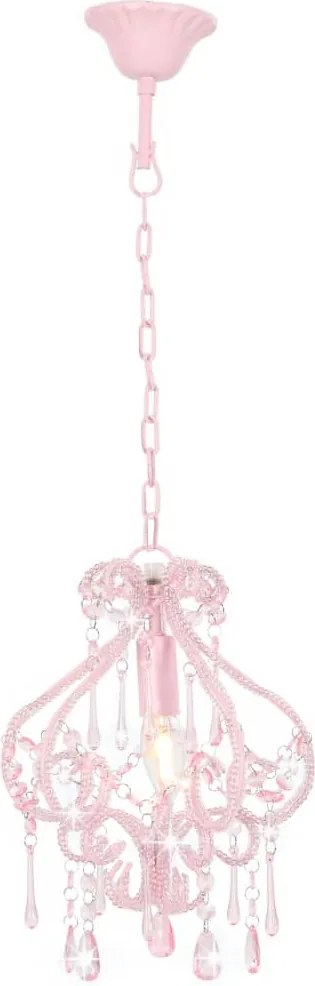 Полилей с кристали, розов, кръгъл, E14