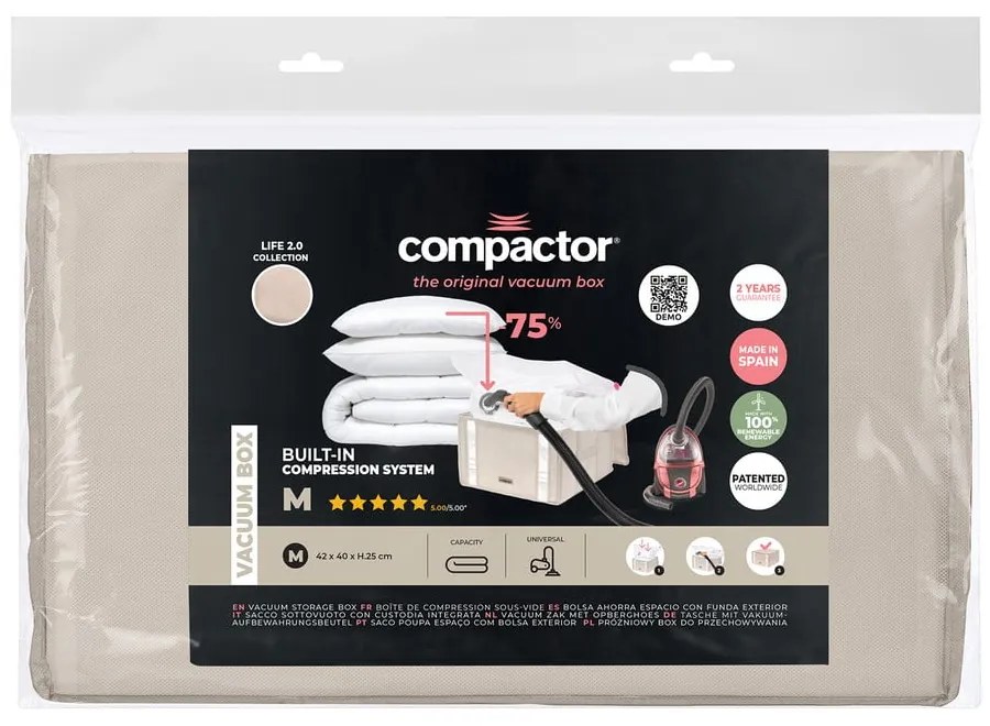 Вакуумна текстилна кутия за съхранение на дрехи 42x40x25 cm Life – Compactor