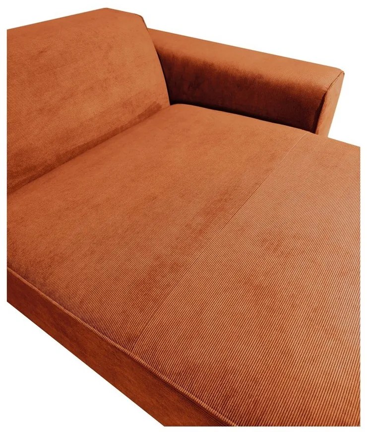 Оранжев ъглов диван от велур (десен ъгъл) Sting - Scandic