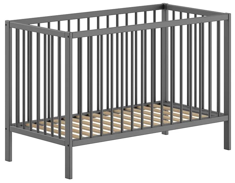 Антрацитно детско креватче от масивен бор 60x120 cm DINO – Vipack