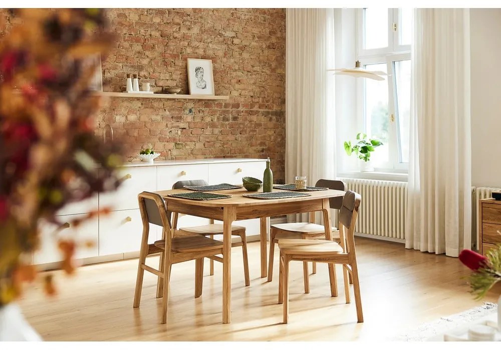 Трапезна маса от масивен дъб в естествен цвят 90x120 cm Twig – The Beds