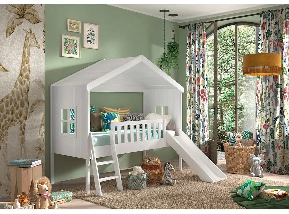 Повдигнато детско легло от бял бор 90x200 cm - Vipack