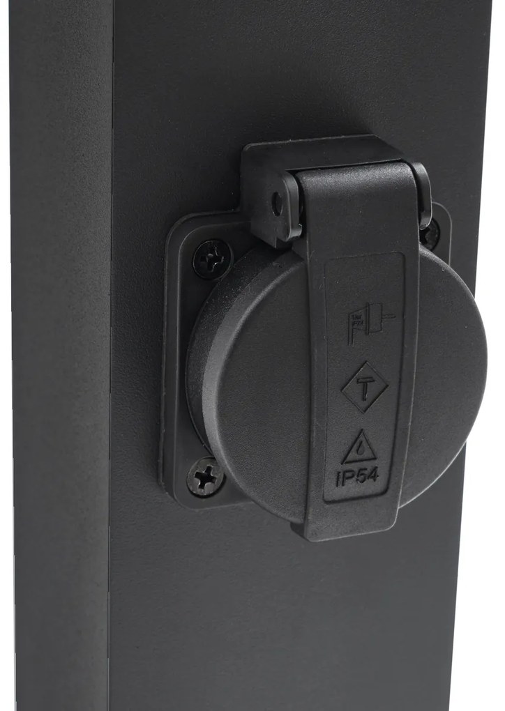 Модерна външна подова лампа черна 65 см с контакт IP44 - Baleno