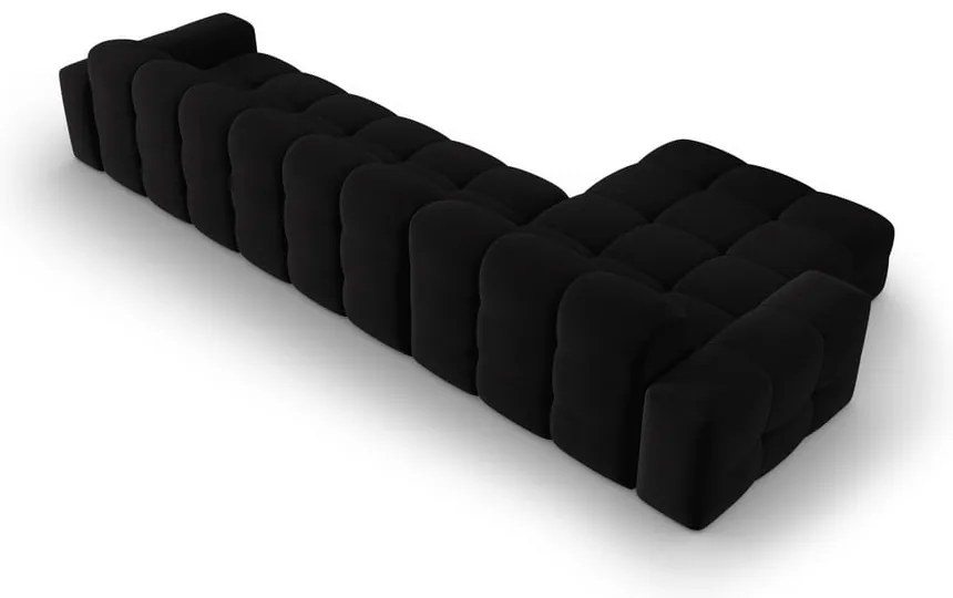 Ъглов диван от черно кадифе (ляв ъгъл) Kendal - Micadoni Home