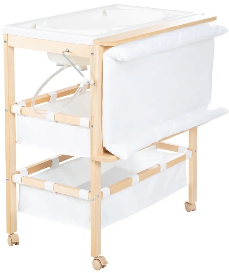 Маса за повиване от декор от бреза в бял и естествен цвят Baby Pool – Roba