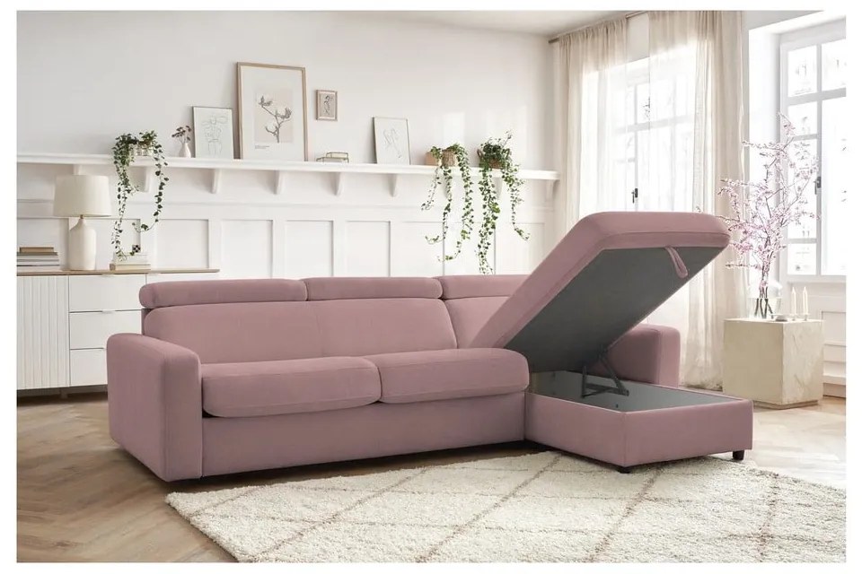 Розов разтегателен ъглов диван (променлив) Monaco – Bobochic Paris