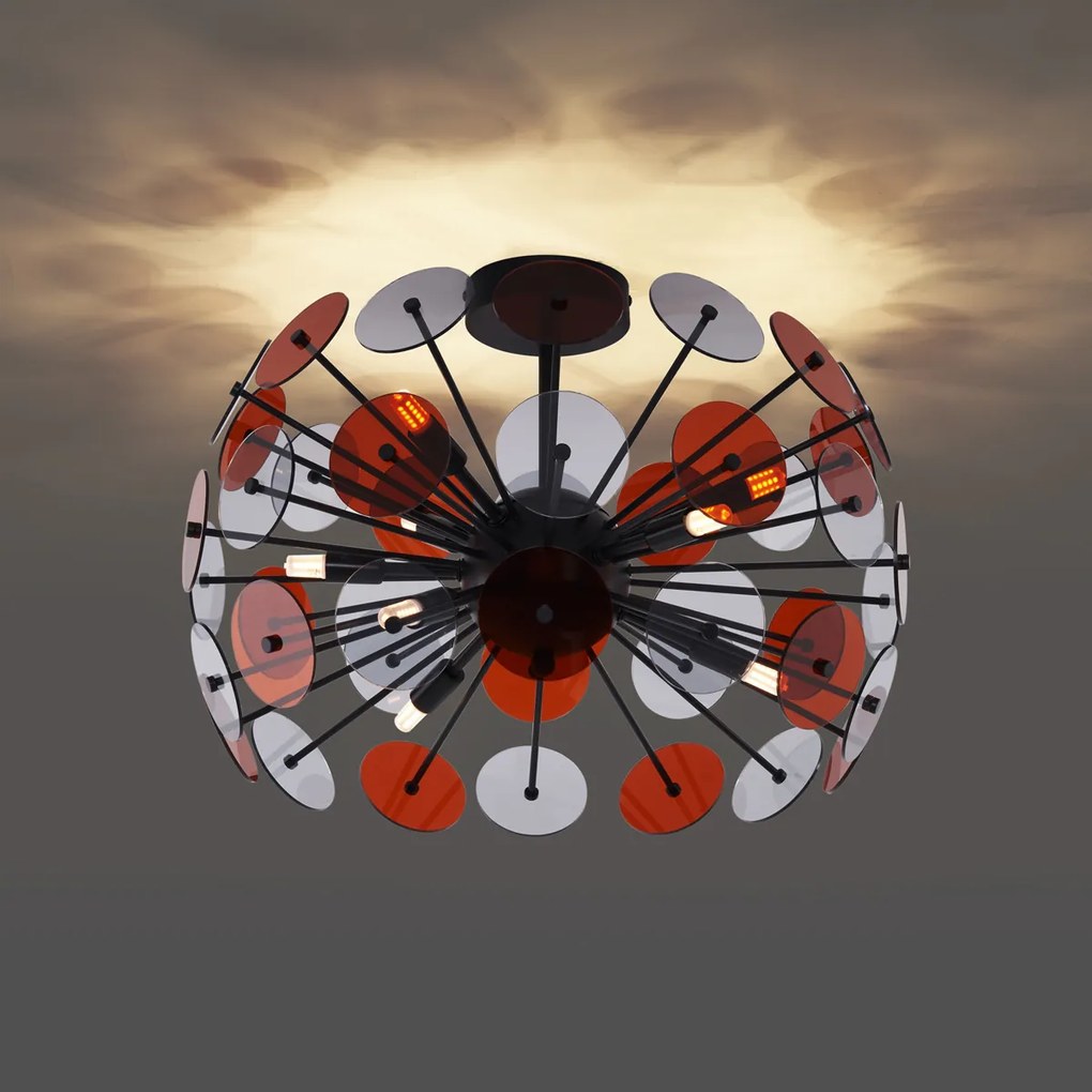 Таванно осветление в стил Арт Деко черно с кехлибар и дим - Atomic