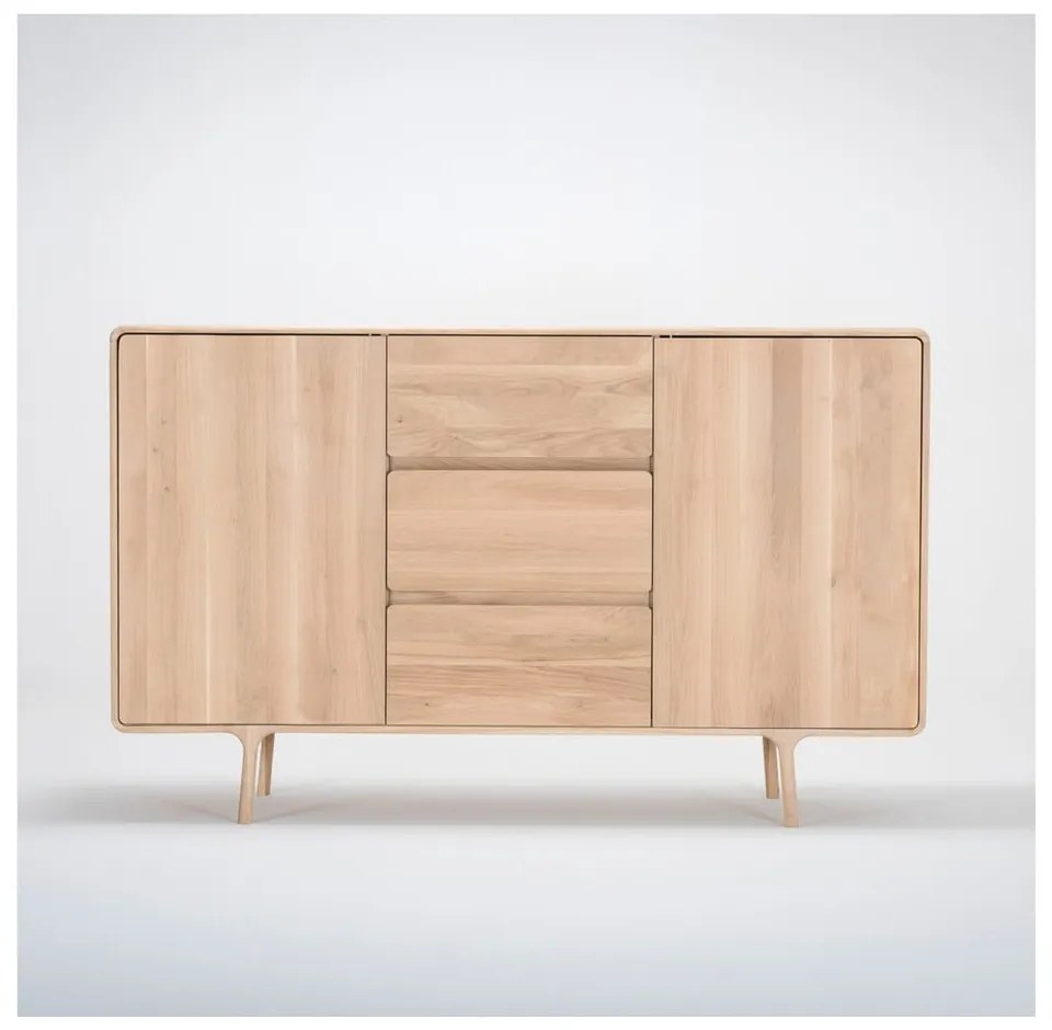 Масивен дъбов скрин с 3 чекмеджета , ширина 180 см Fawn - Gazzda