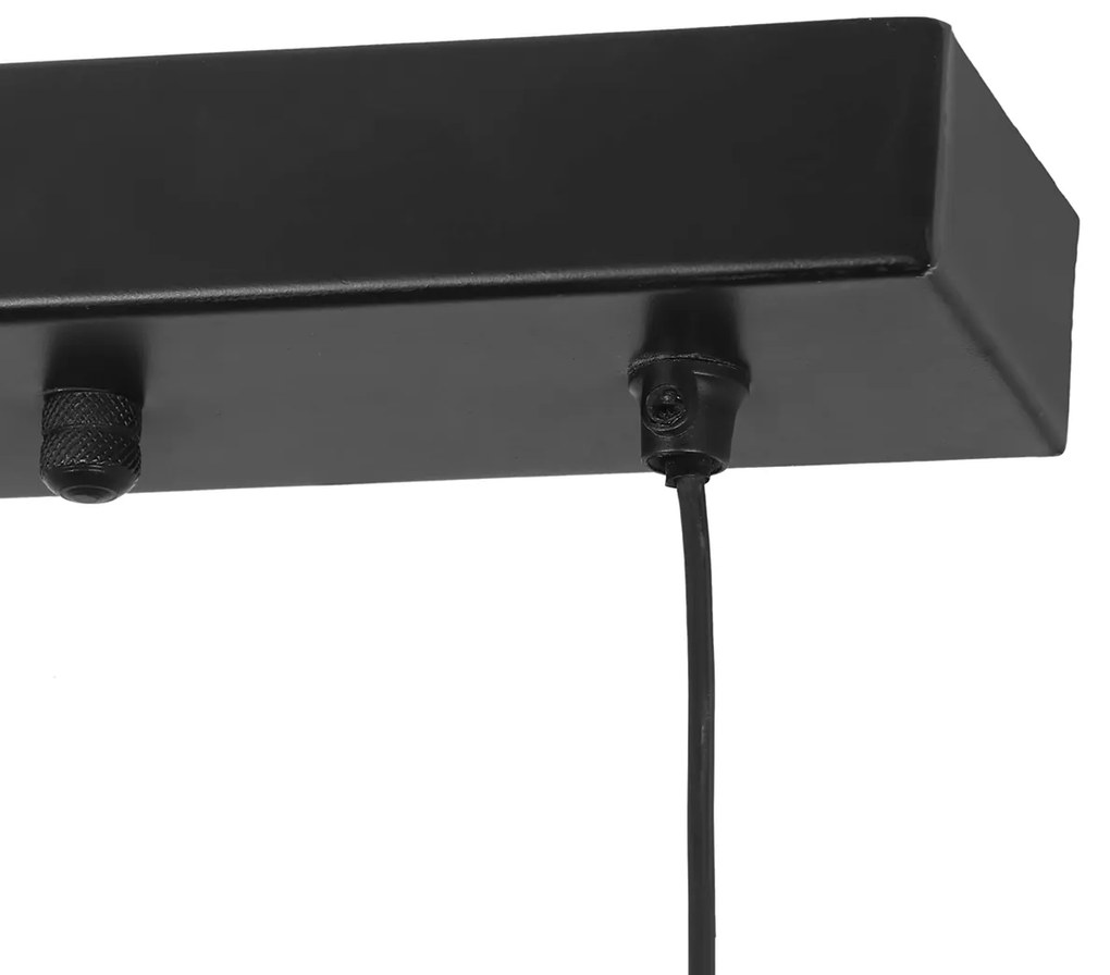 Japandi висяща лампа черна с кафяво въже 4 светлини - Smilla