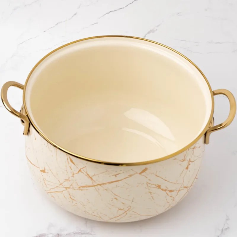 Тенджера Goldmann GM 8017-20B, 4L, 20х13 см, Емайлирана, Индукция, Златист/Мрамор